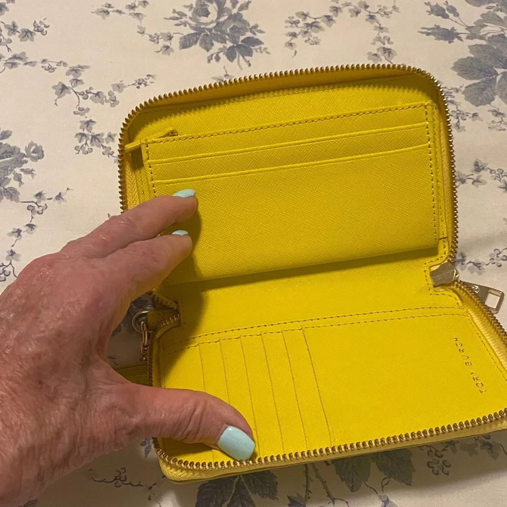 Tory Burch Bright Yellow Saffiano Wristlet